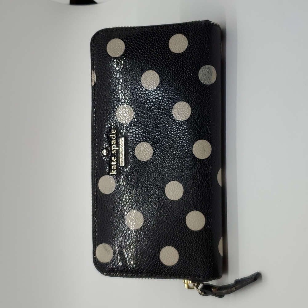Kate Spade black and white polka dot wallet